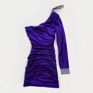 City Studio Y2K Mini Party Dress Size Med Purple One Shoulder Homecoming Dress
